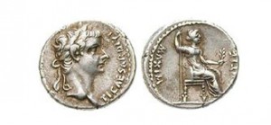 Římská mince z dob císaře Tiberia